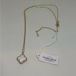 NEW Park Lane Jewelry LANA Icon Necklace White Gold Mother of Pearl Quatrefoil